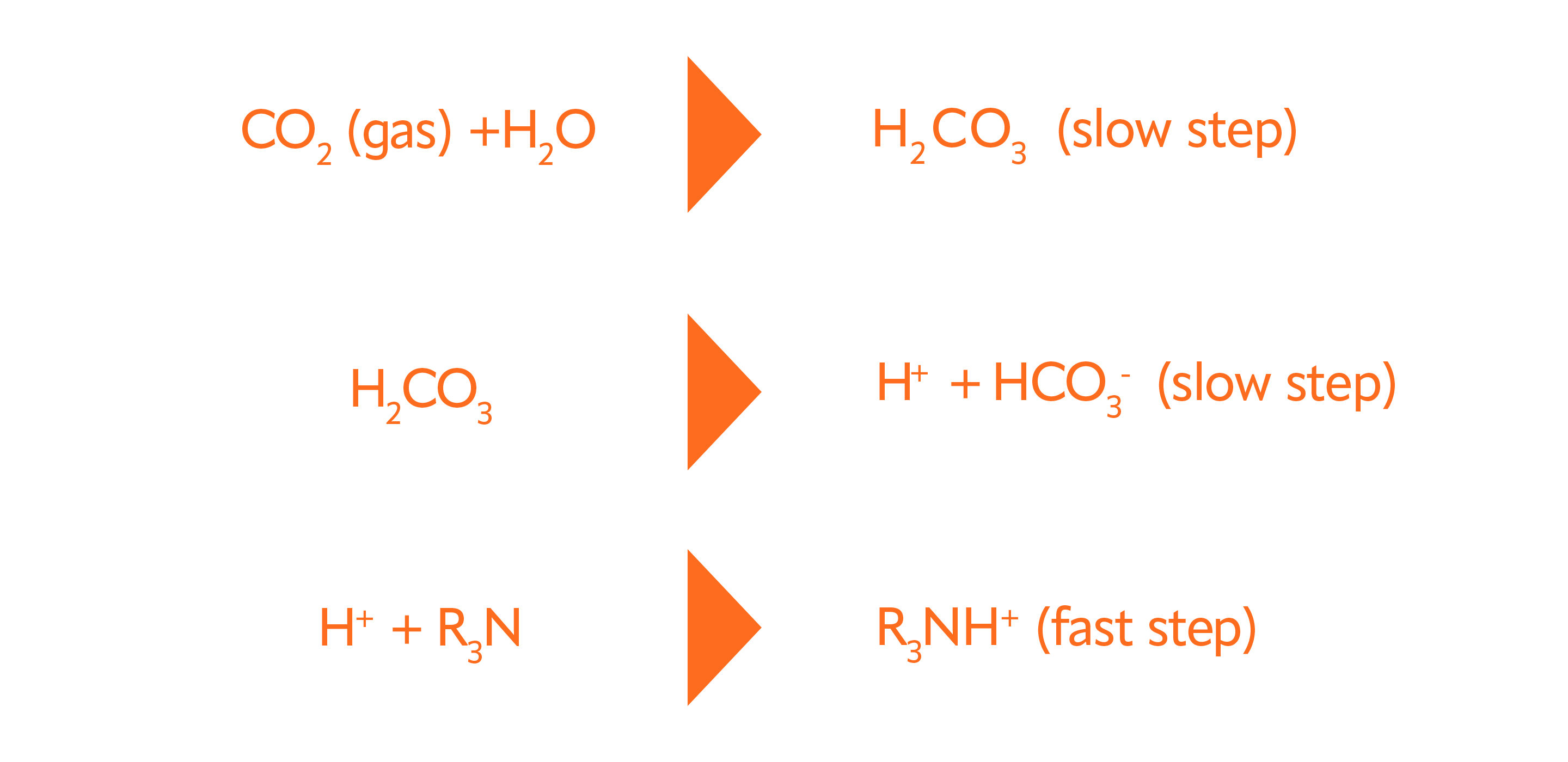 A chart showing how tertiary amines like MDEA form bicarbonate with carbon dioxide in the amine solution.