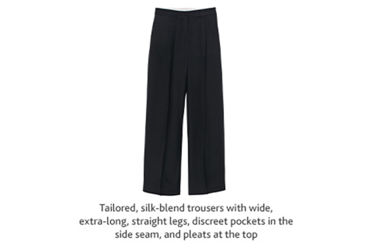  HM black trousers made of Naia Renew cellulosic fibers. 