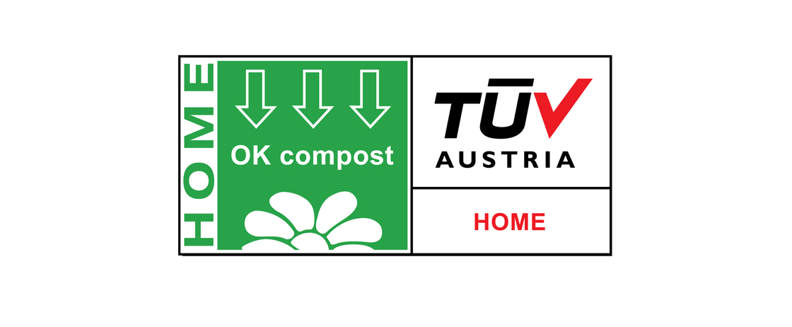 TÜV Austria OK compost home logo. 