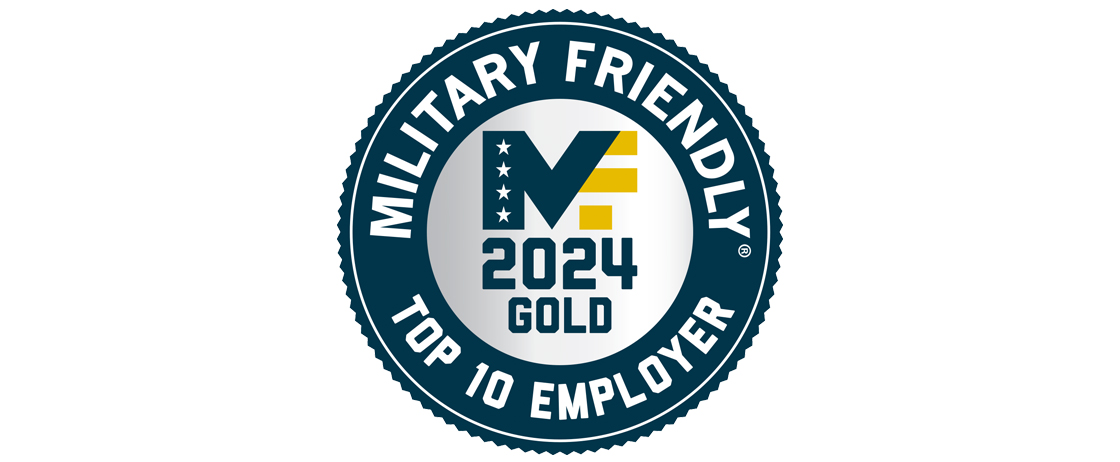Military Friendly Top 10 Employer 2024 gold award. 