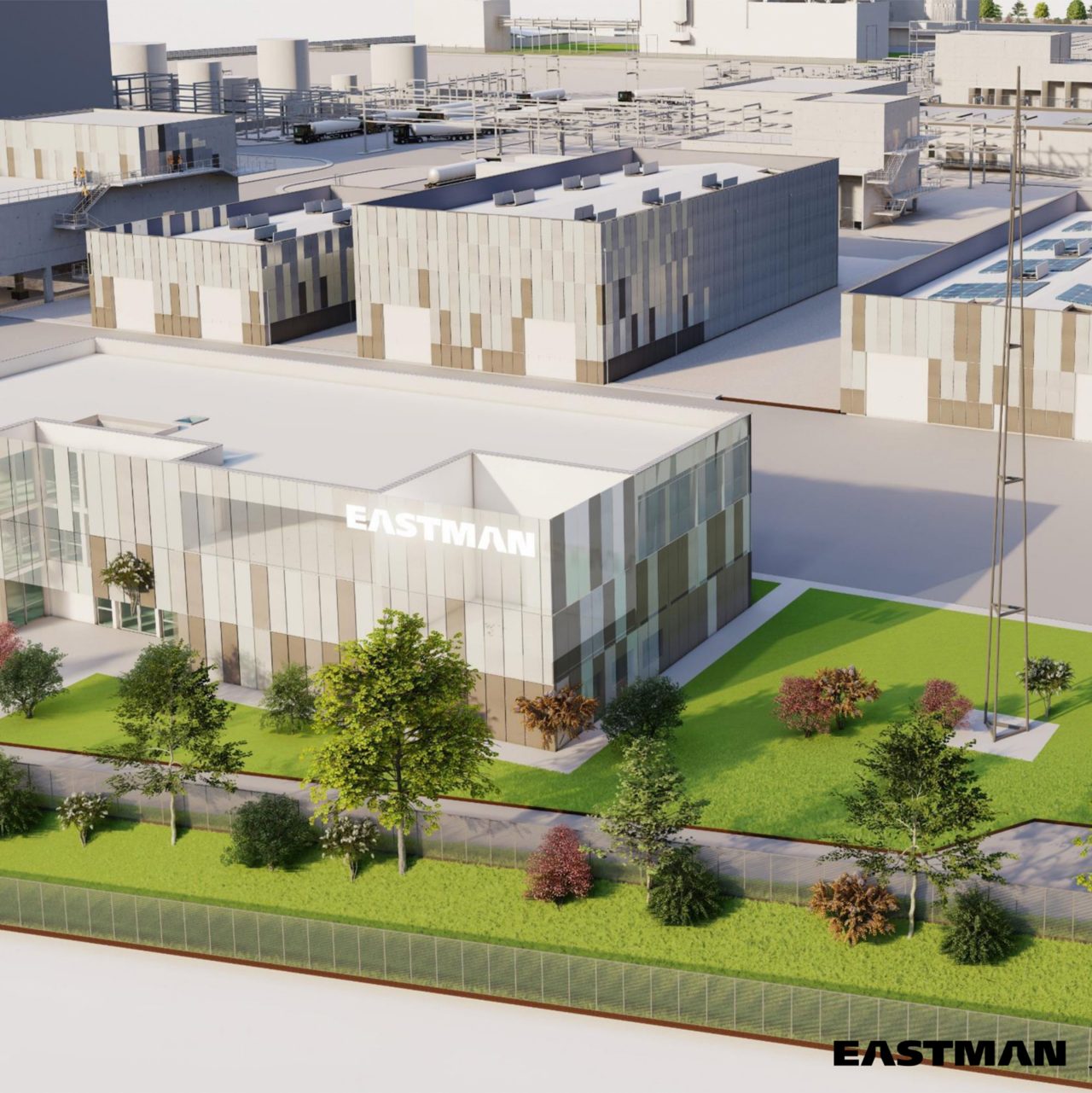 Rendu 3D du projet d’usine de recyclage moléculaire en Normandie, France 