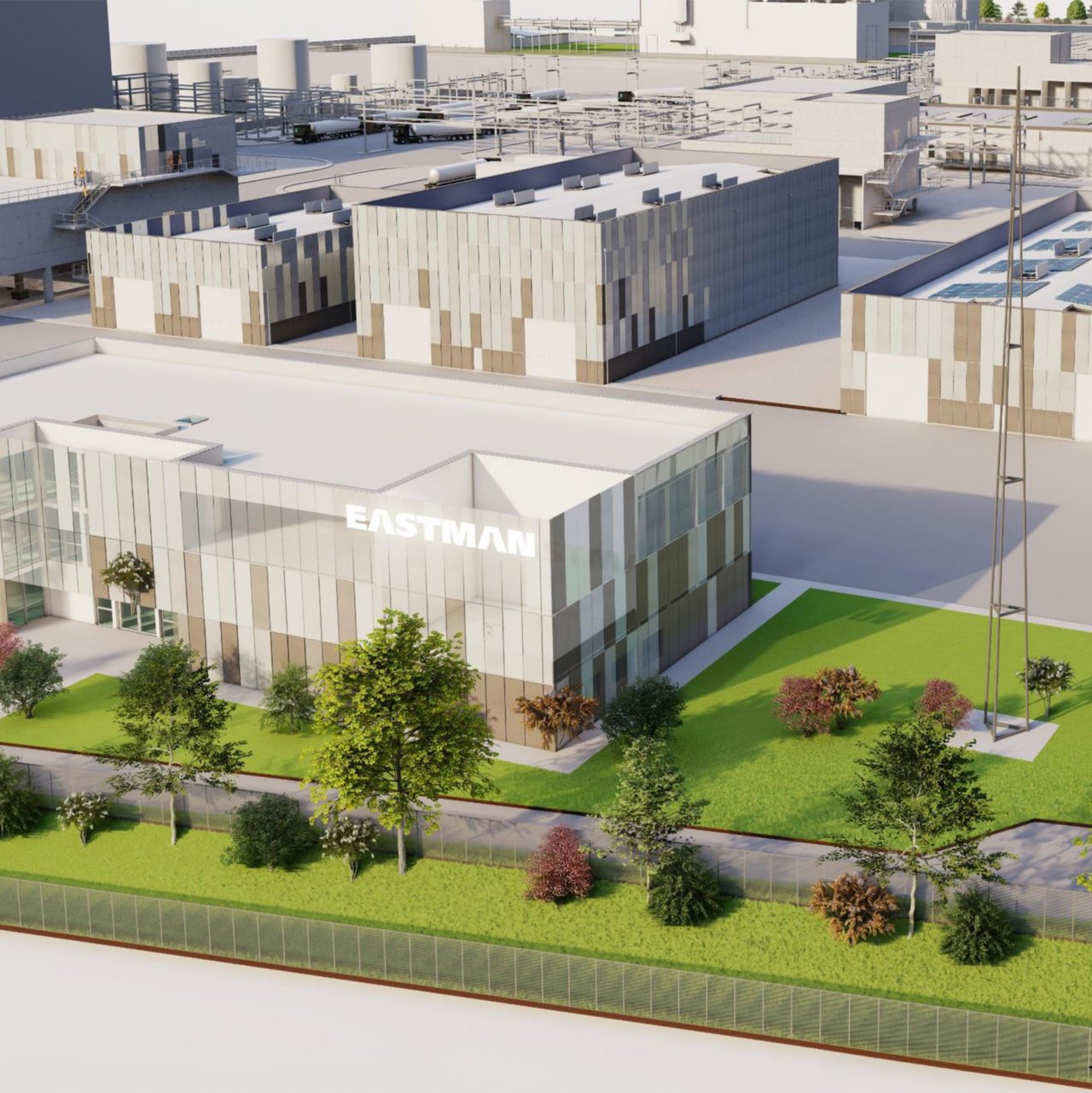 Rendu 3D du projet d’usine de recyclage moléculaire en Normandie, France