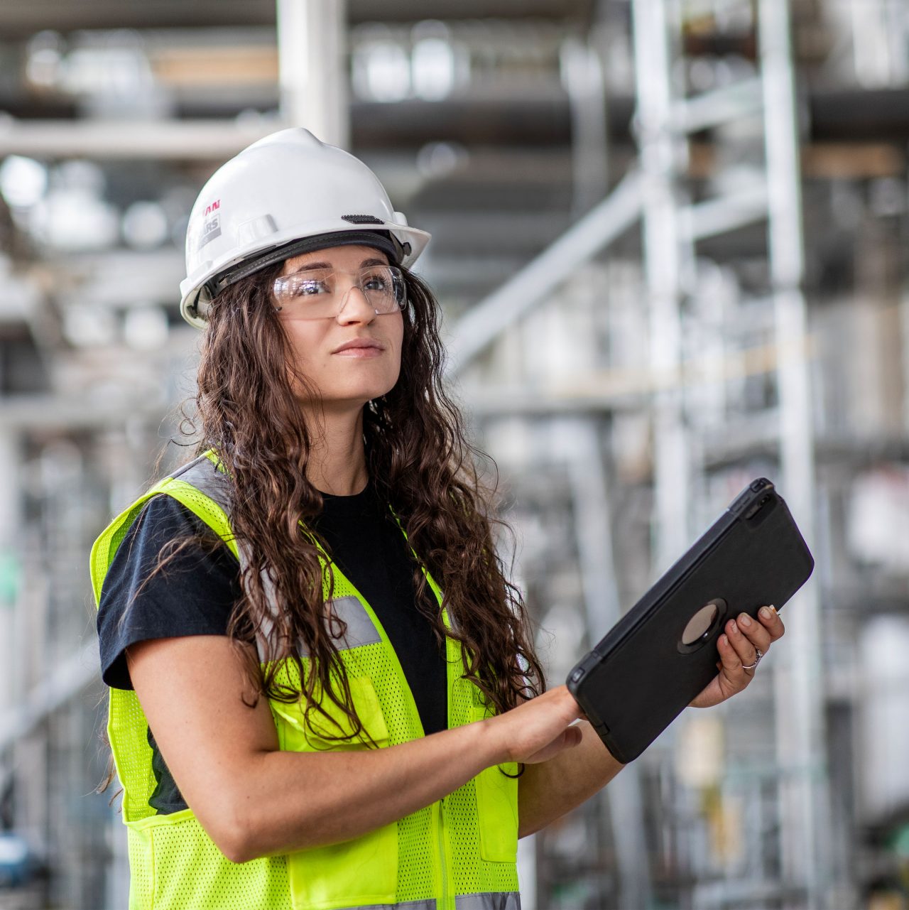 Woman working in plant