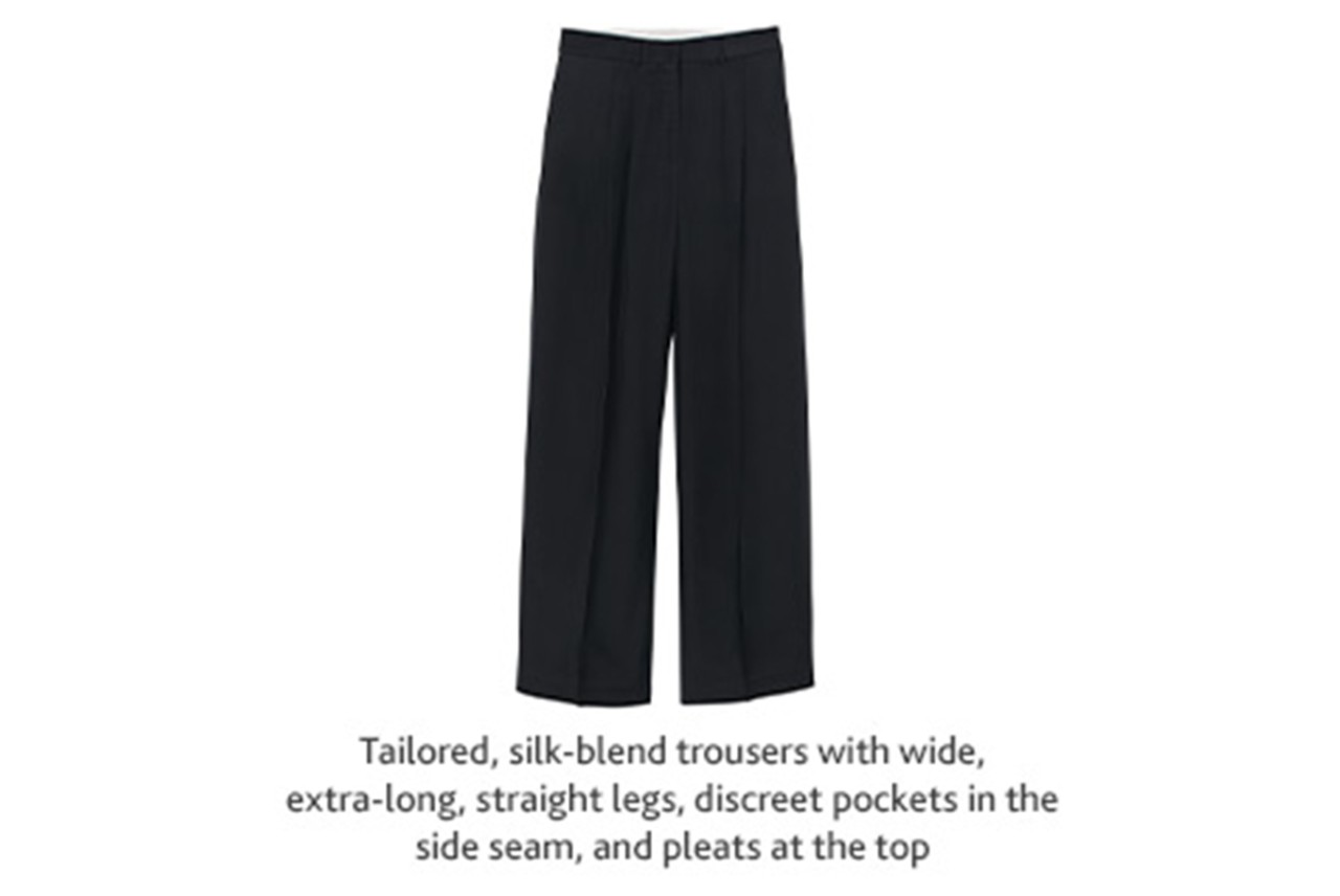 HM black trousers made of Naia Renew cellulosic fibers. HM black trousers made of Naia Renew cellulosic fibers.