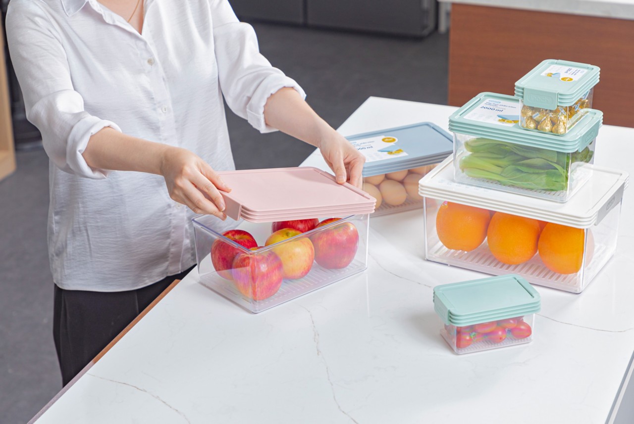 Inochi Tritan food storage containers on countertop 